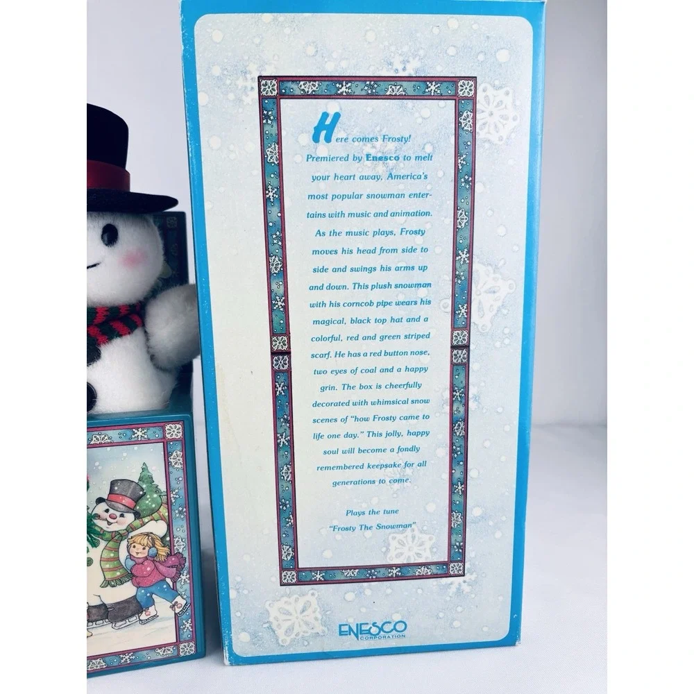 Vintage Enesco Frosty The Snowman Musical Jack-In-The-Box Christmas - Working